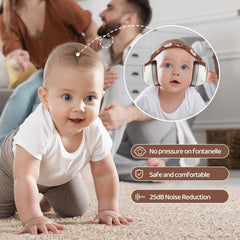 YomauiYee baby ear muffs soft PU padding protects delicate ears during outings.