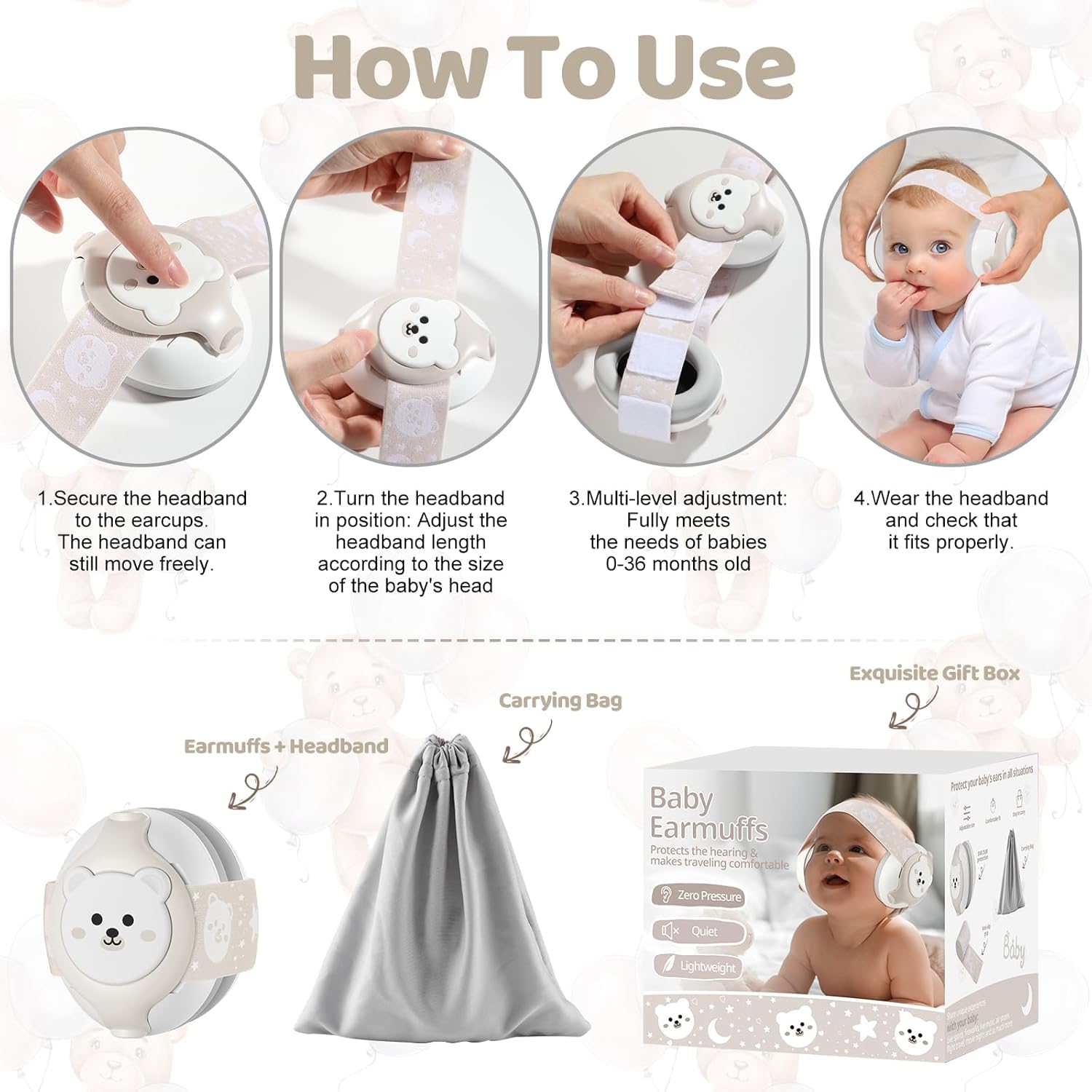 YomauiYee baby earmuffs durable ABS shell keeps ears protected in crowds