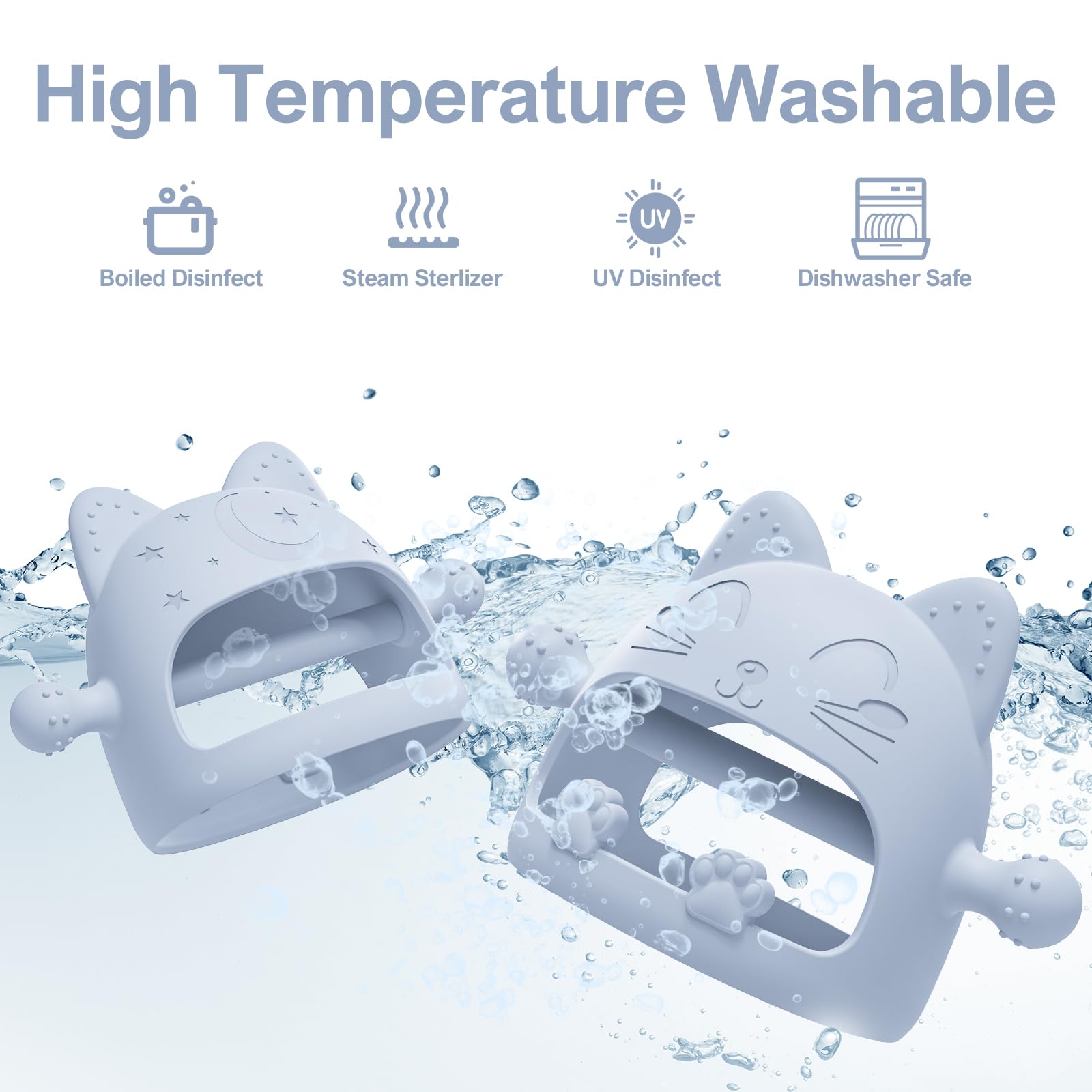 YomauiYee silicone teether features safe, easy-to-clean material.