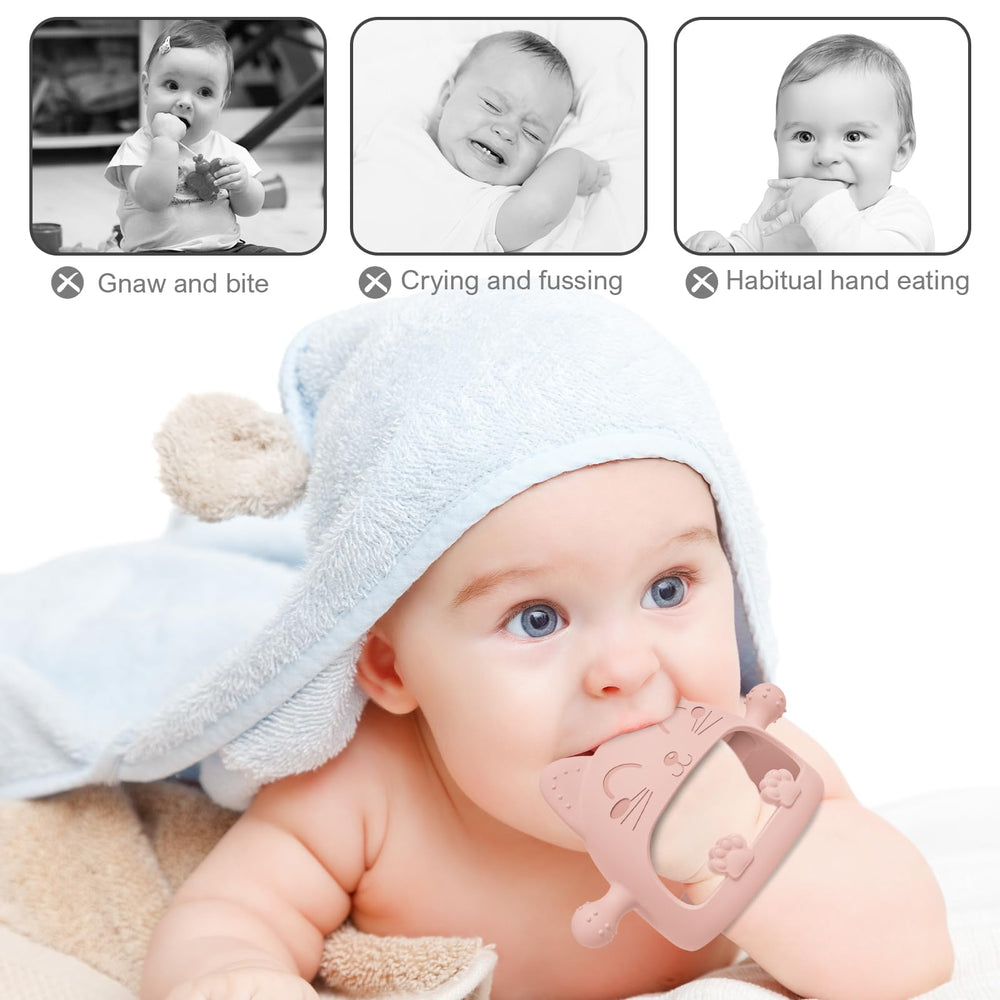YomauiYee teether built-in handle enables independent grasp and motor skill practice