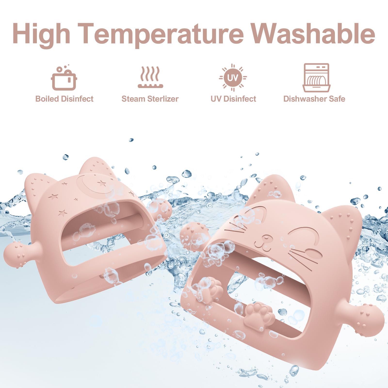 YomauiYee teether closeup shows soft silicone texture for safe chewing