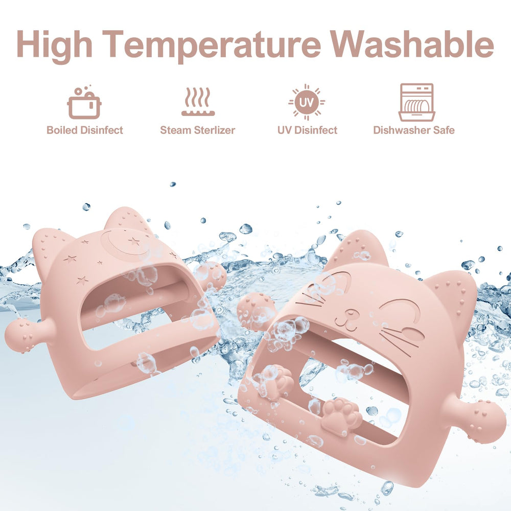 YomauiYee teether closeup shows soft silicone texture for safe chewing