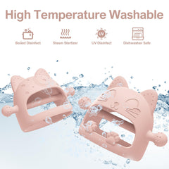 YomauiYee teether closeup shows soft silicone texture for safe chewing