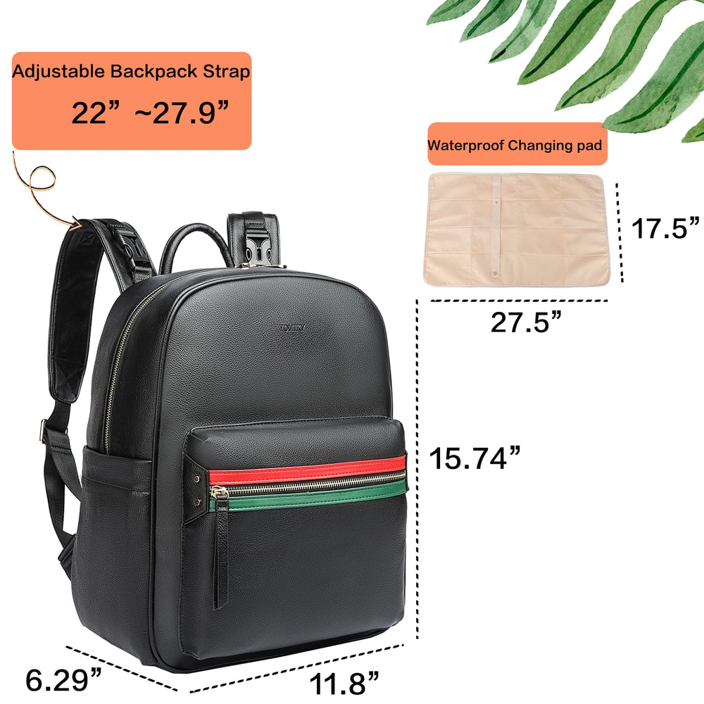 Yomiky leather diaper bag backpack ergonomic straps reduce shoulder and back strain.