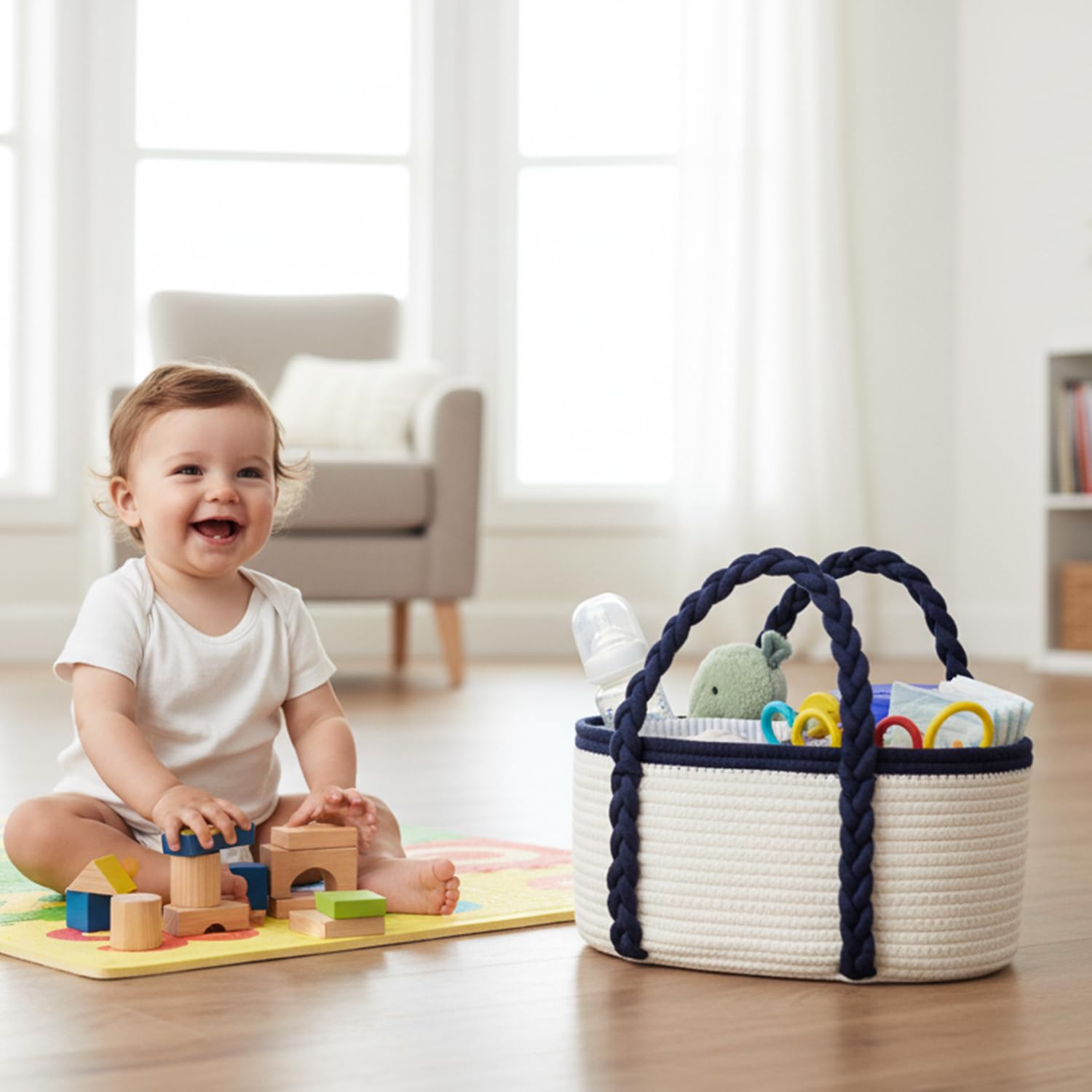 YOMECHEO navy color option highlights stylish nursery coordination.
