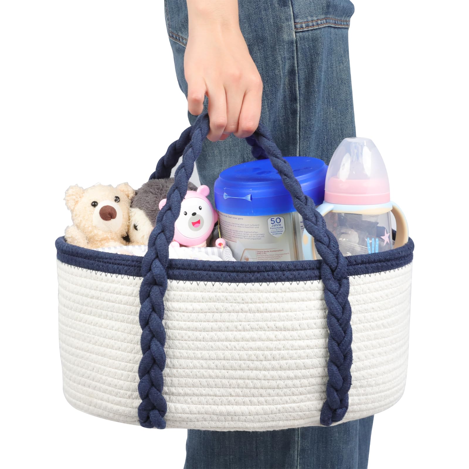 YOMECHEO diaper caddy handles enable easy transport around home.