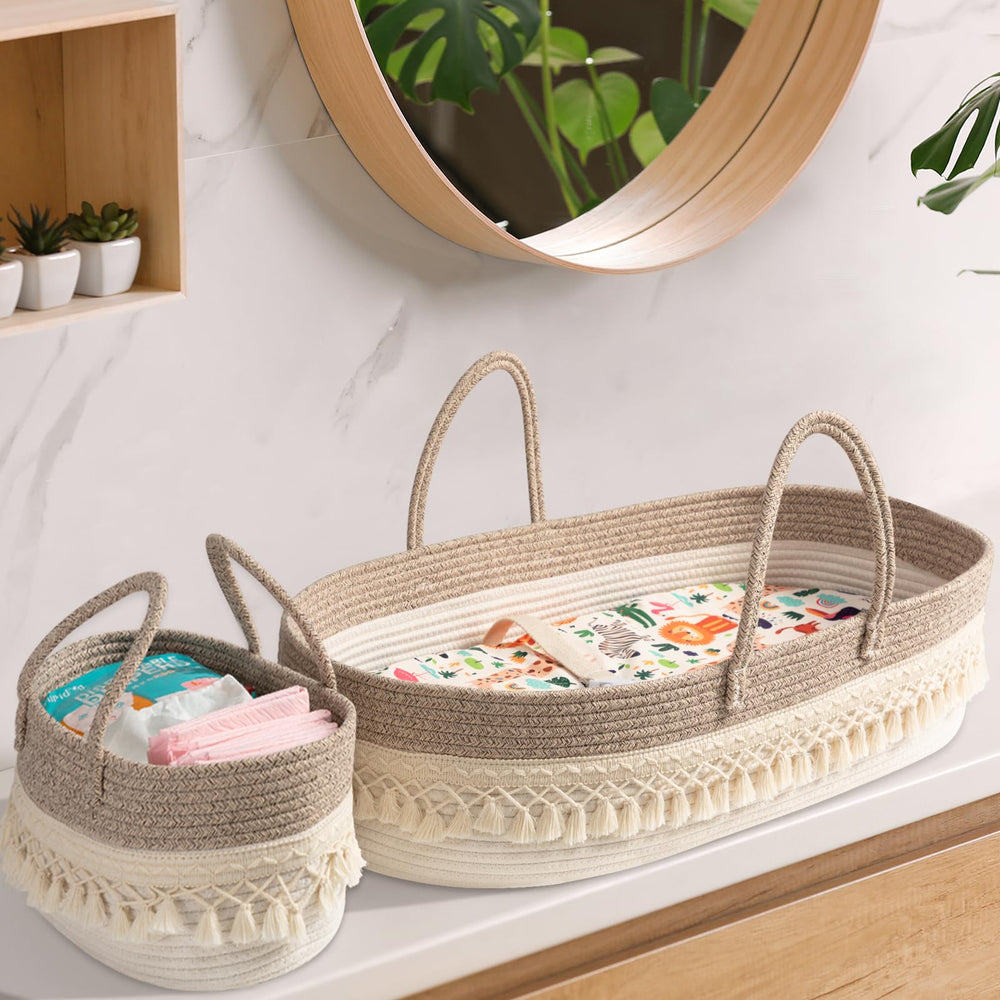 YOMECHEO boho white tassels detail adds charming nursery decor.