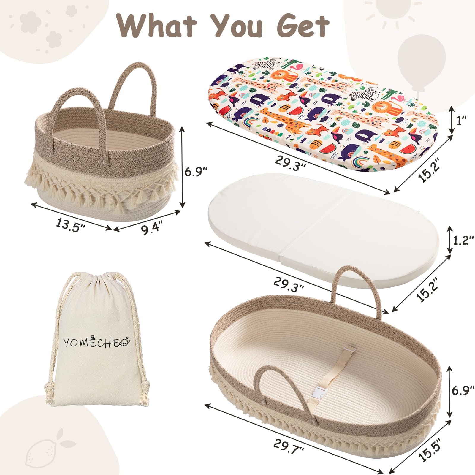 YOMECHEO diaper caddy storage helps keep wipes, creams organized within reach.