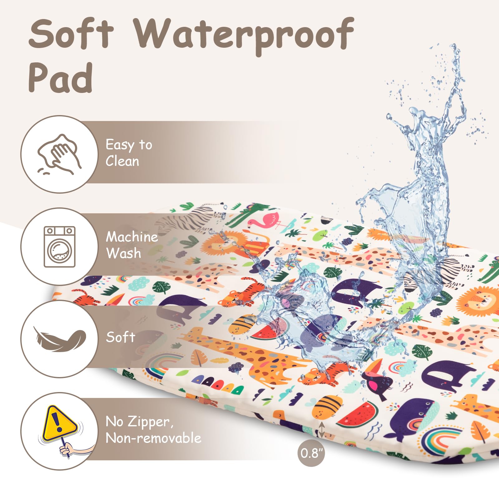 YOMECHEO sponge pad 1-2 inch thick keeps baby dry and comfortable.