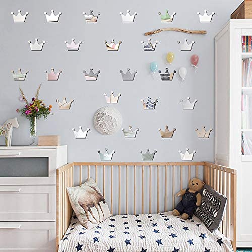YongPan crown mirror wall sticker highlights princess decor with shimmering acrylic finish