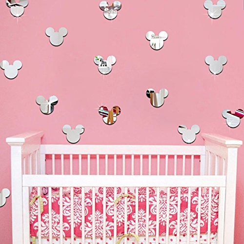YongPan Mickey Mouse head mirror wall sticker adds playful, reflective decor for kids' rooms.