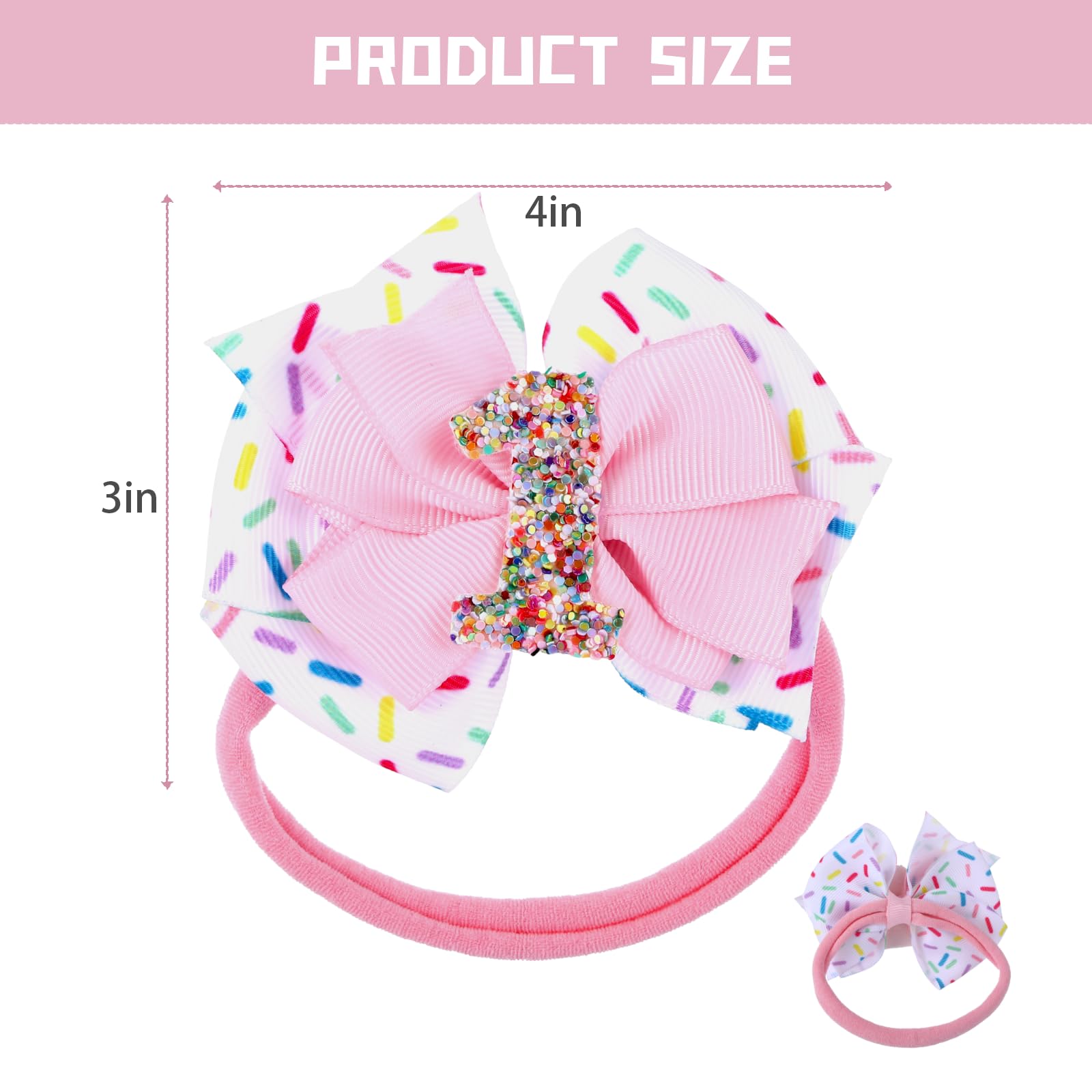 YONHTUTU birthday bow number-1 soft-pink for milestone photos and gentle wear