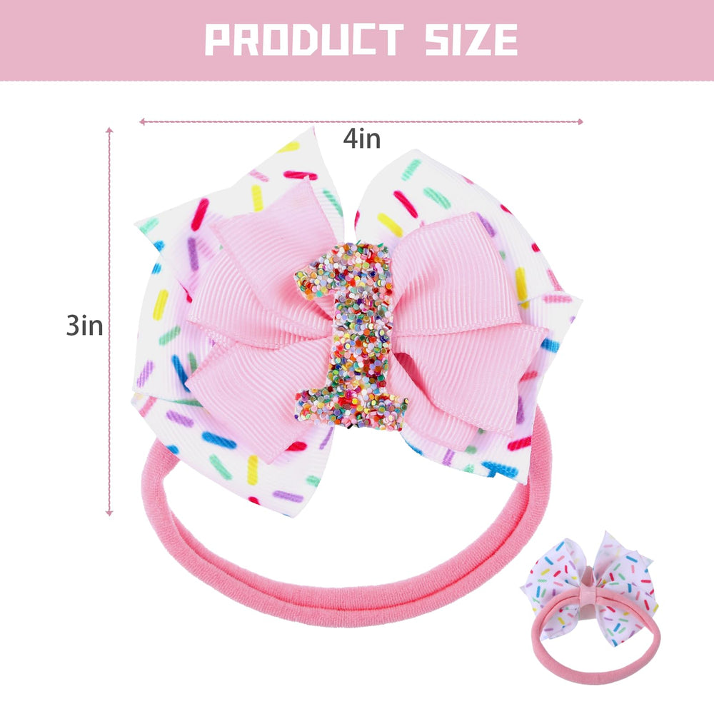 YONHTUTU birthday bow number-1 soft-pink for milestone photos and gentle wear