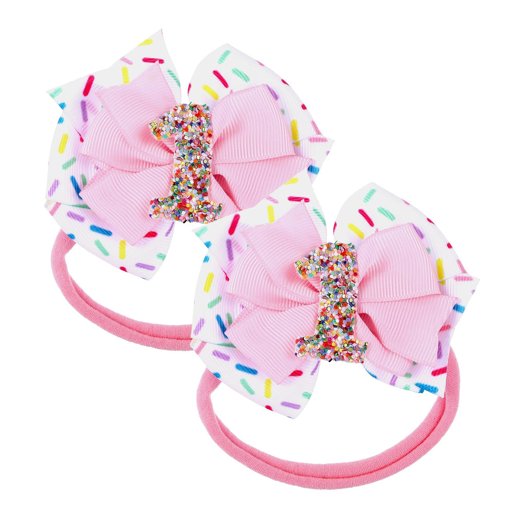 YONHTUTU birthday bow pink glitter adds sparkle for photos and outfits