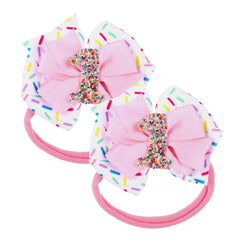 YONHTUTU birthday bow pink glitter adds sparkle for photos and outfits