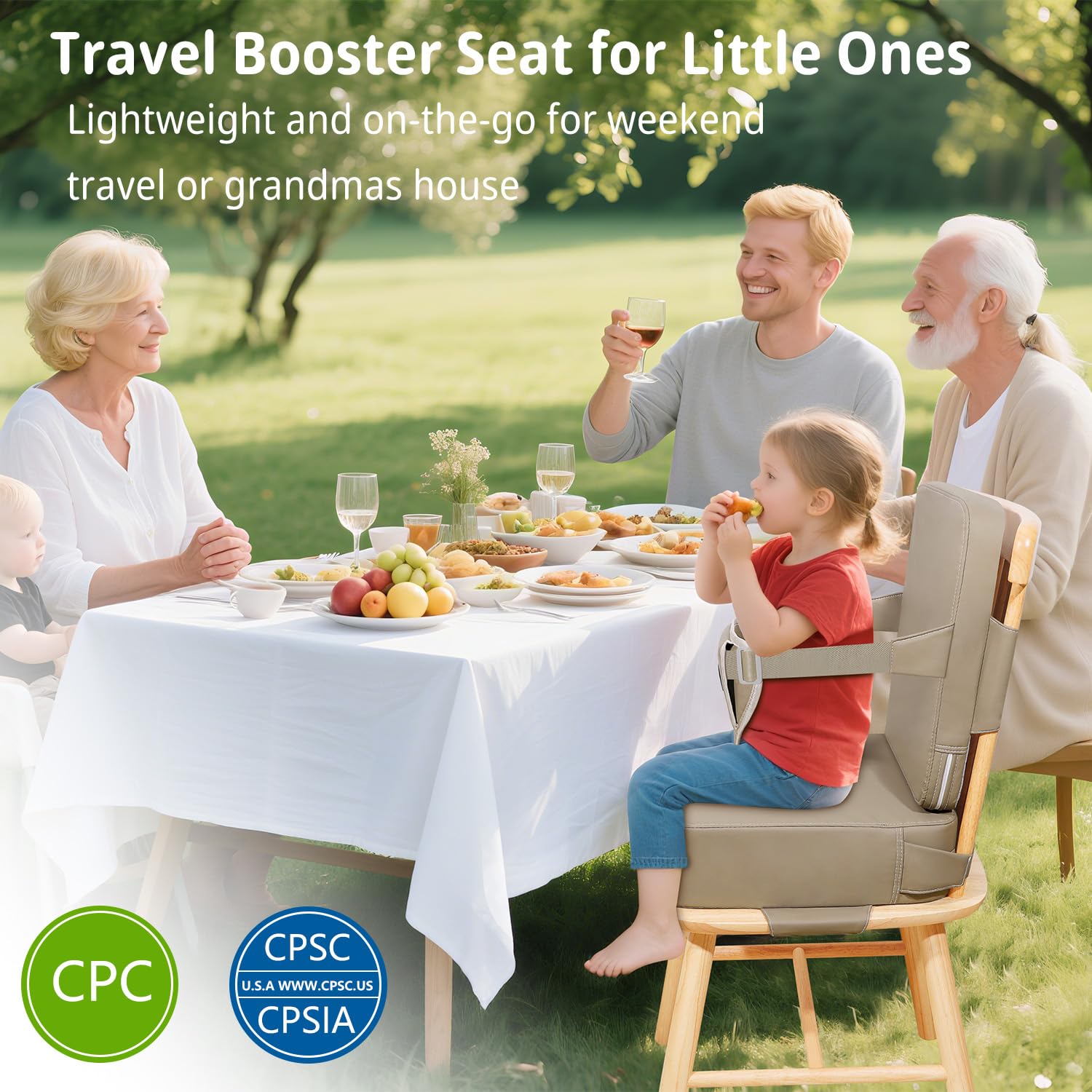 YONTINY booster seat high-density foam supports growing toddlers during meals.