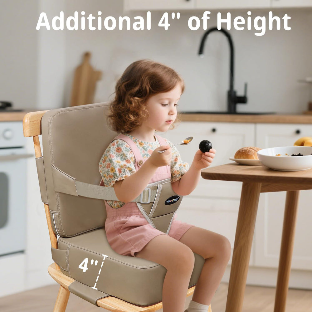 YONTINY booster seat waterproof PU leather resists spills for busy family kitchens.