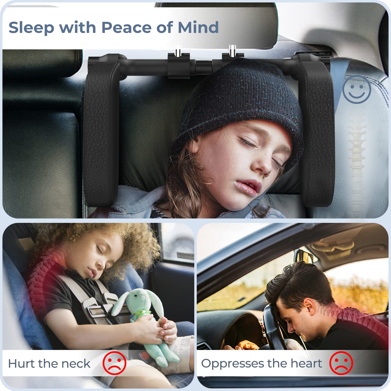 Yoocaa compatible with adjustable headrests and two rods; check your car's pole distance.