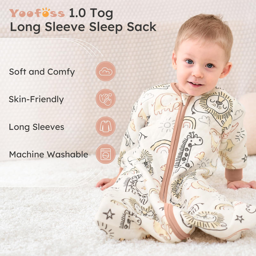 Yoofoss 1.0 tog sleep sack closeup — all-season warmth in breathable fabric