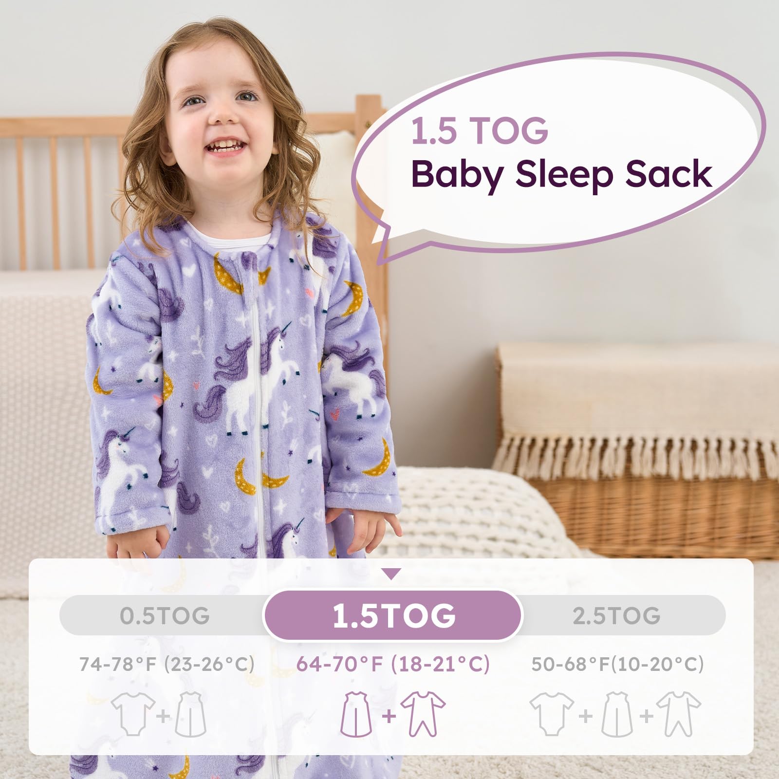 Yoofoss 1.5 tog sleep sack ideal for moderate temperatures