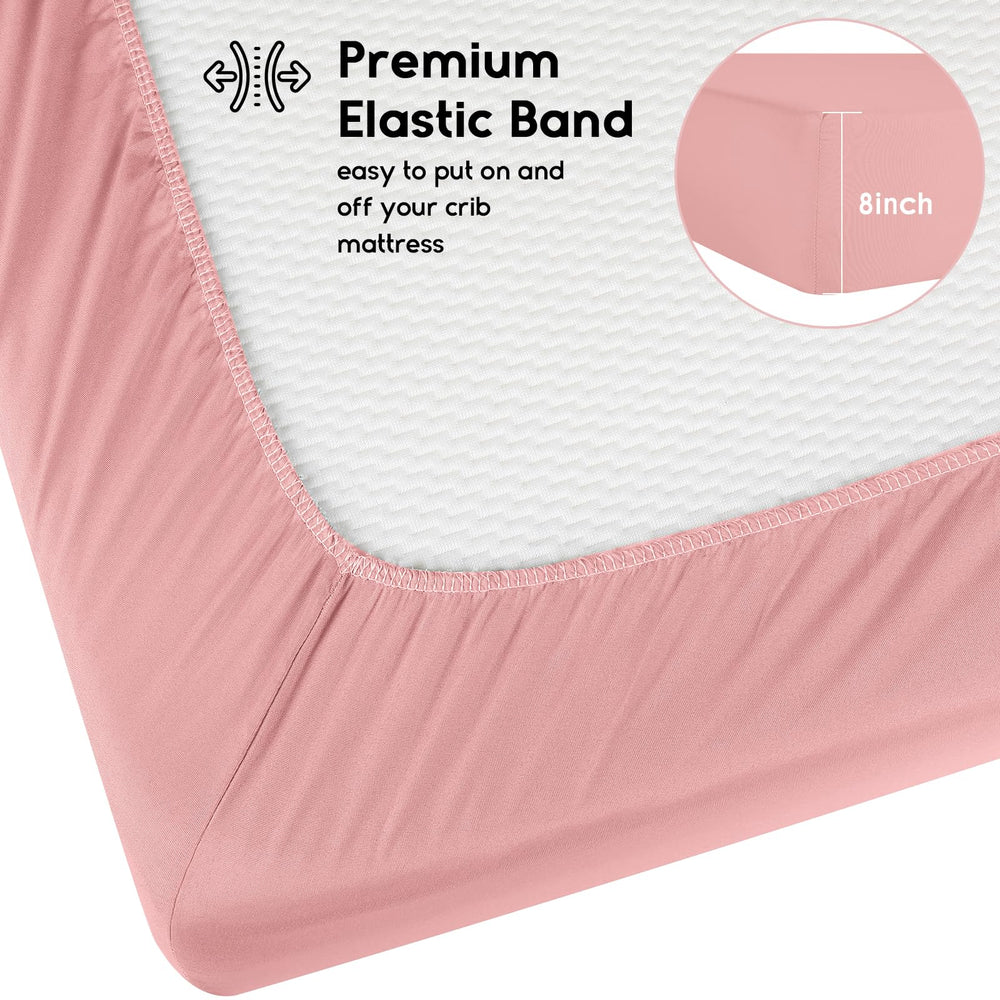 Yoofoss 52x28x8 crib-sheet fit ensures snug coverage on standard mattresses.