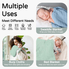 Yoofoss 6-layer muslin towel highlights durability for everyday use.