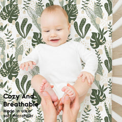 Yoofoss crib sheet showing 8-inch deep pocket for snug fit