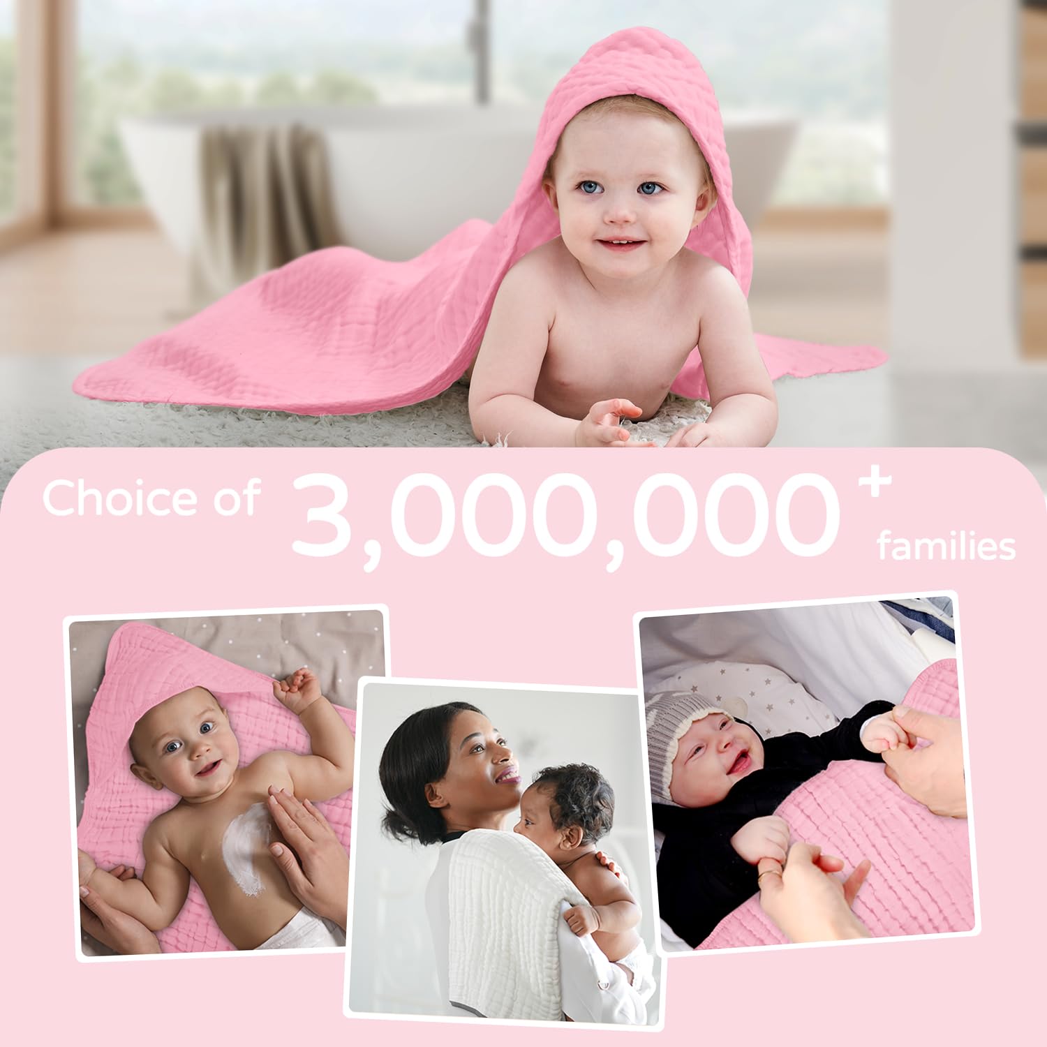 Yoofoss towel absorbs moisture quickly, keeping baby dry and comfy.