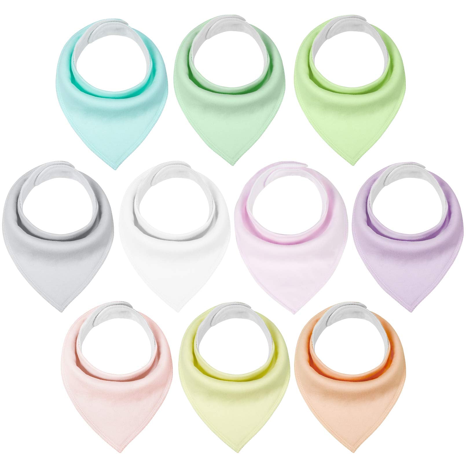 Yoofoss baby bibs 10-pack with soft cotton front provides drool protection.
