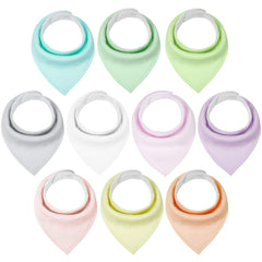 Yoofoss baby bibs 10-pack with soft cotton front provides drool protection.