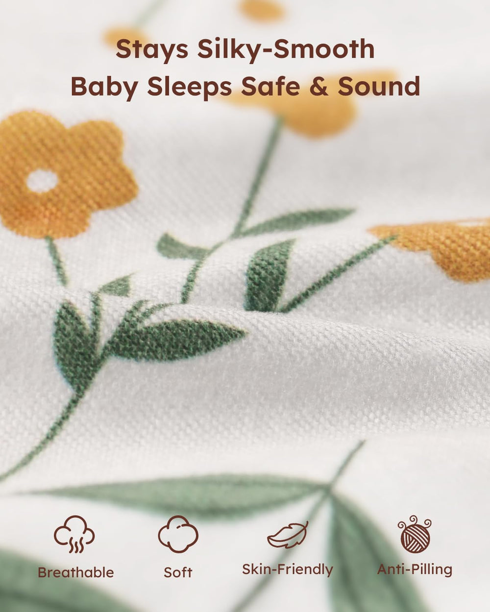 Yoofoss 2-pack baby crib sheets provide a secure snug fit for busy nights.