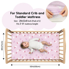 Yoofoss cherry crib sheets, two-pack convenience for easy rotation.