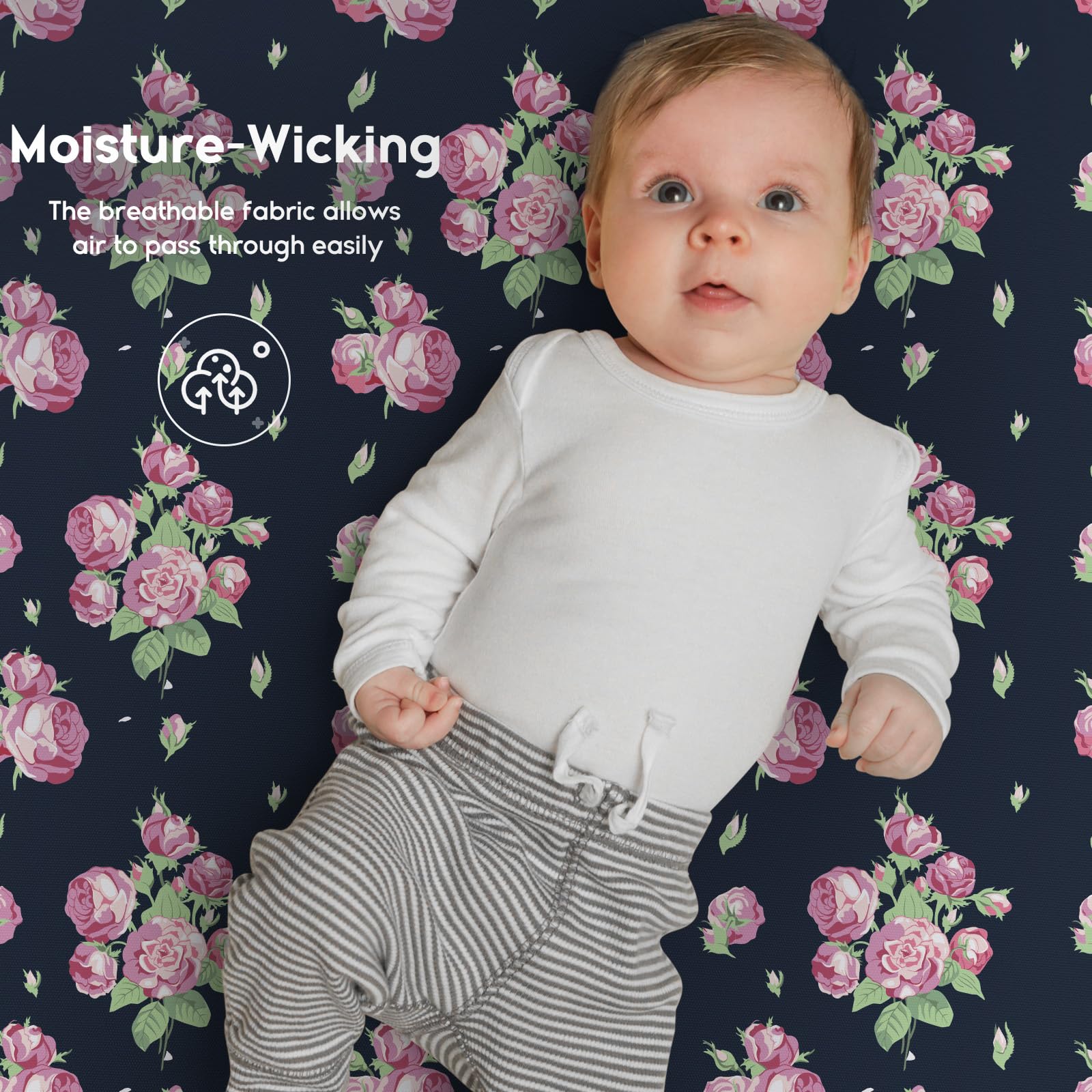 Yoofoss elastic-band crib sheets stay in place through the night.