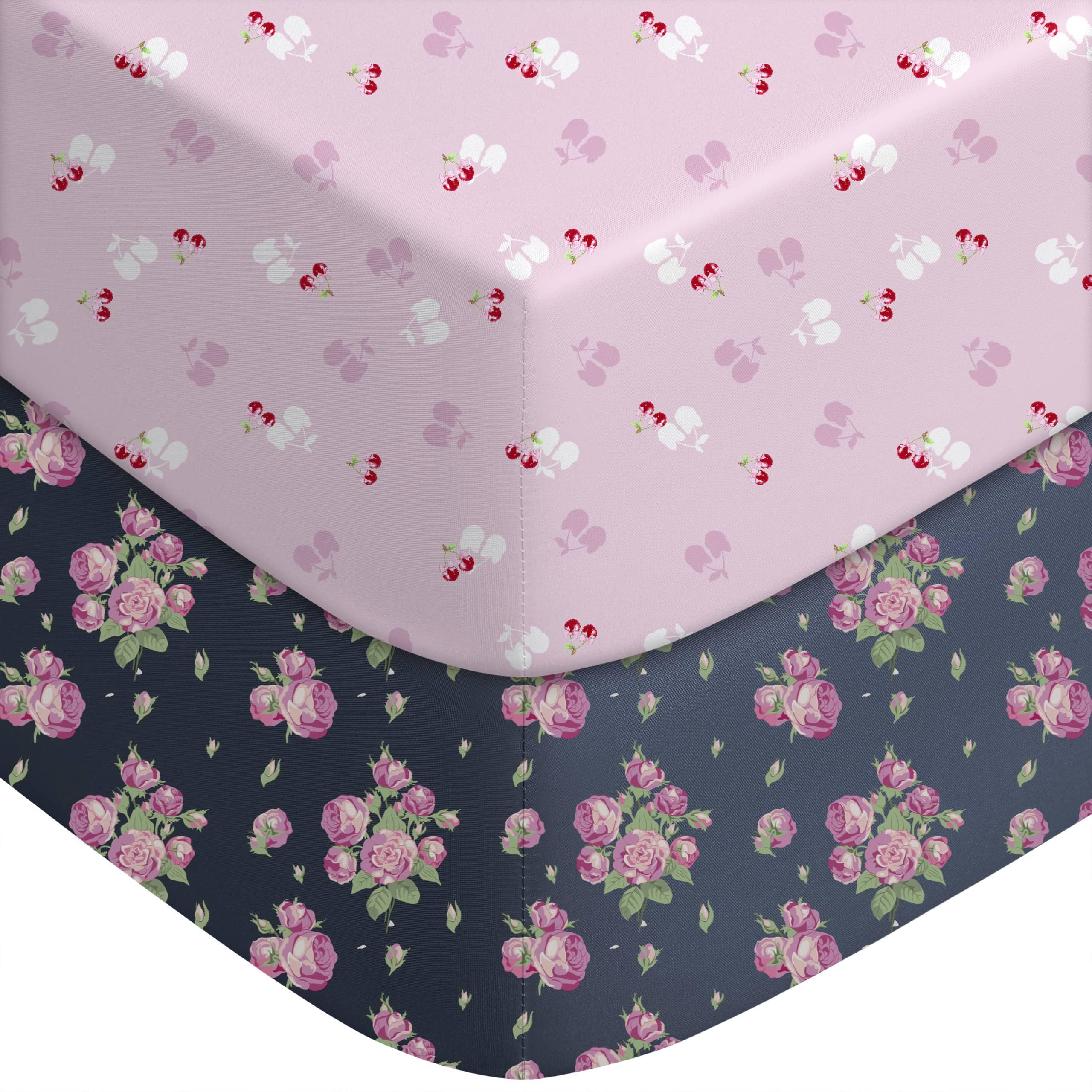 Yoofoss pink crib sheets with snug fit for standard cribs and toddler beds.