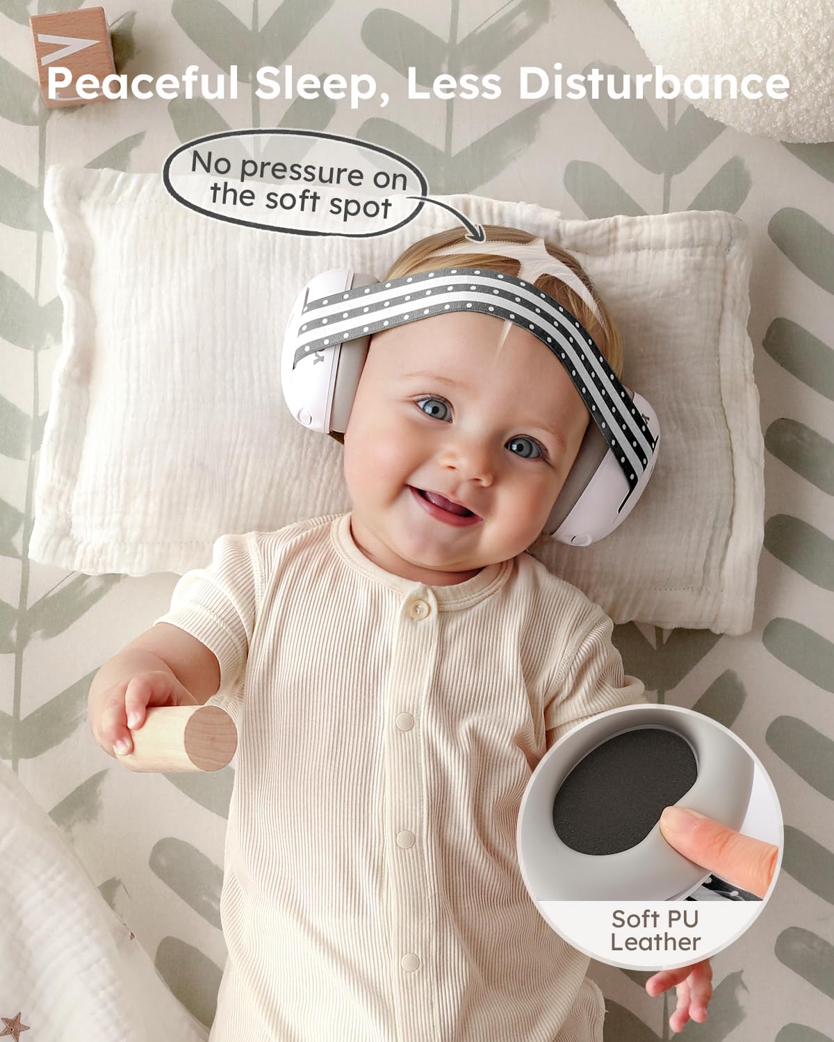 Yoofoss baby ear muffs with adjustable velcro closure for secure, gentle fit.