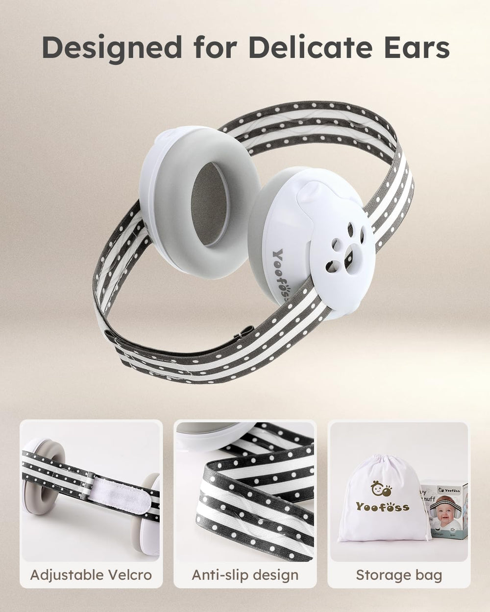 Yoofoss baby ear muffs compact travel pouch for easy on-the-go storage.
