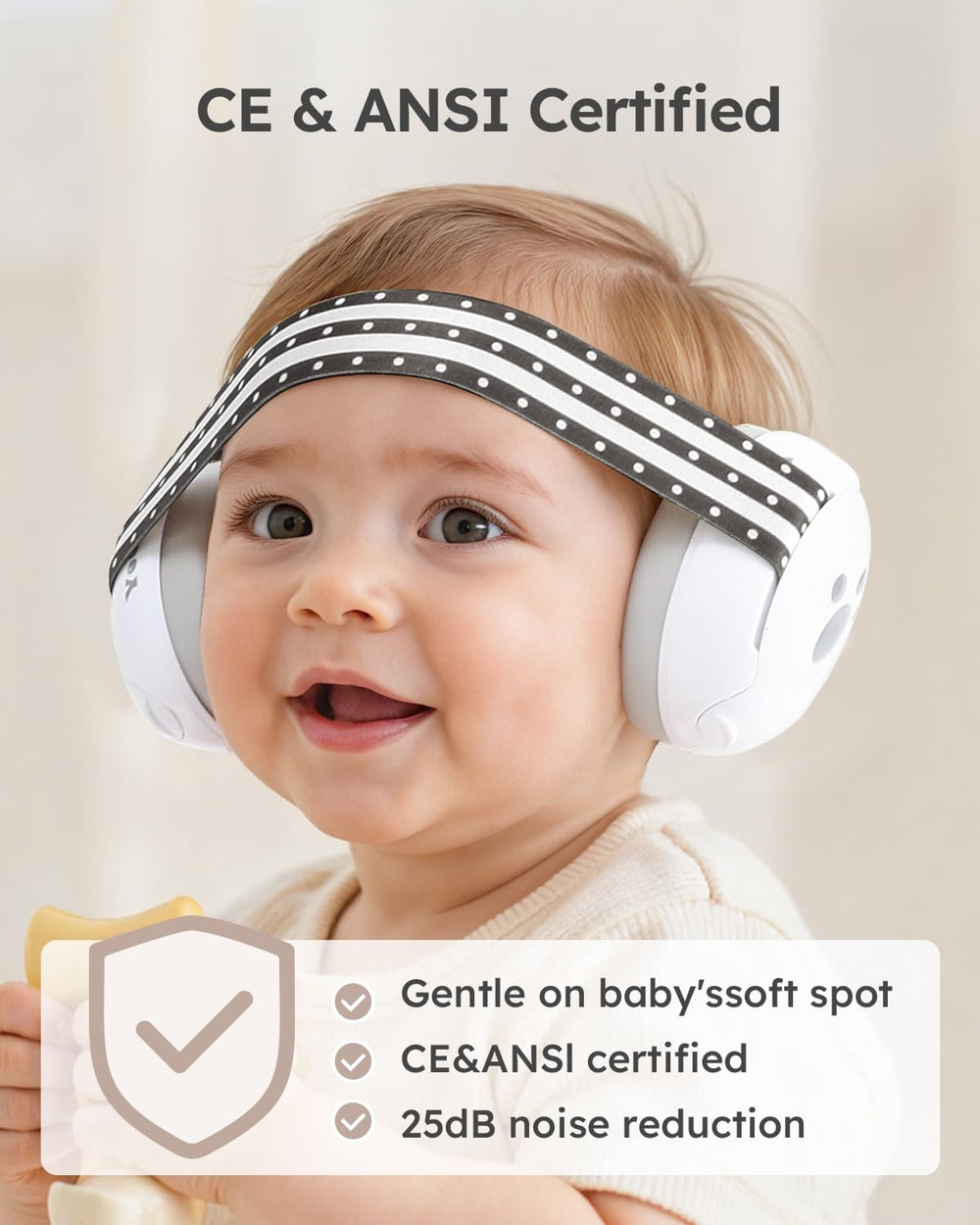 Yoofoss baby ear muffs foam padding delivers comfortable noise protection.