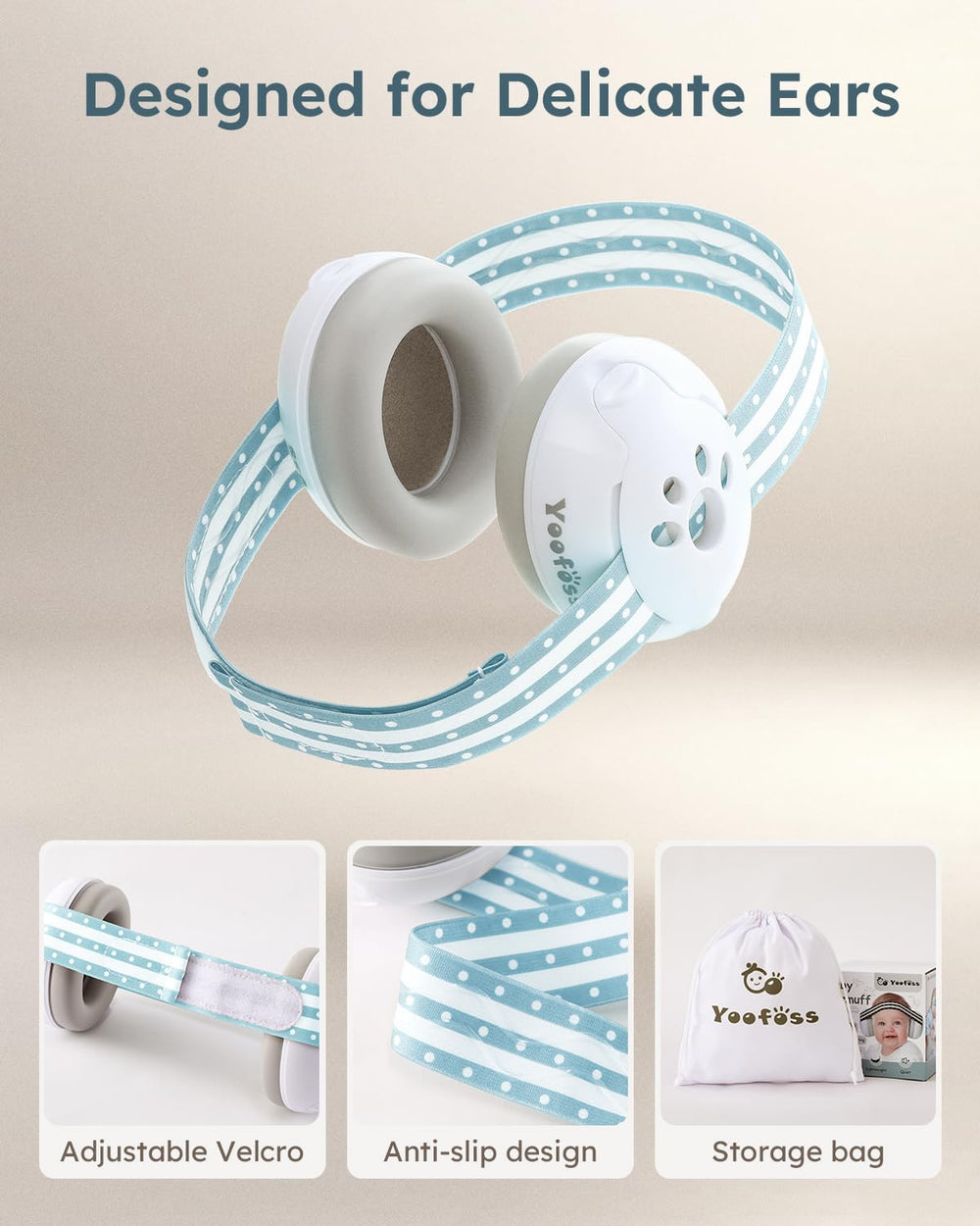 Yoofoss Baby Ear Muffs ABS shell durability and safety