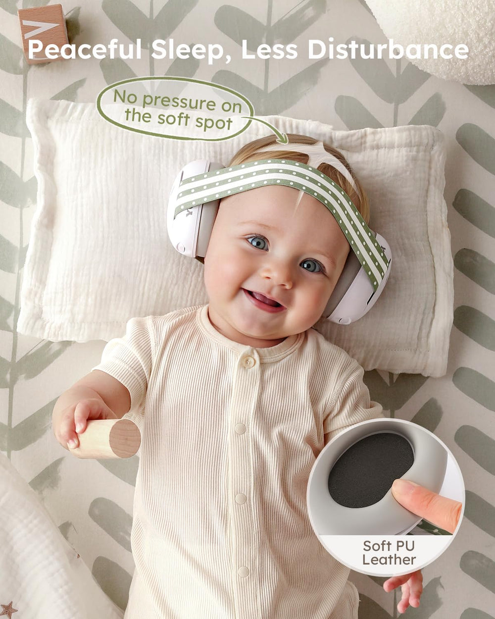 Close-up of Yoofoss earmuffs cushions showing soft, skin-friendly material for comfort.