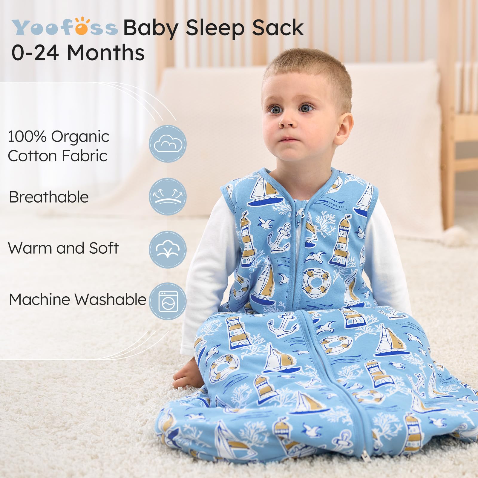 Yoofoss baby sleep sack 1.5 tog for moderate room temperatures and comfort