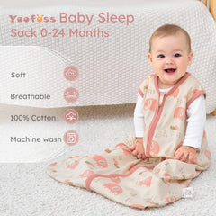 Yoofoss baby sleep sack with 2-way zip opened for easy diaper changes.