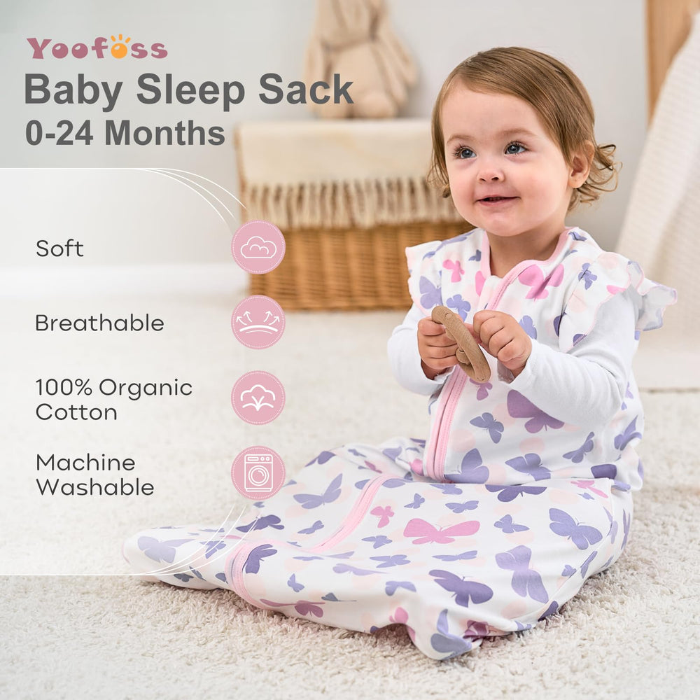 Yoofoss sleep sack 2-way zipper closeup for easy night-time diaper changes