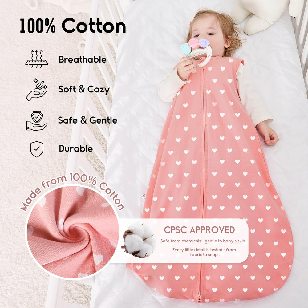 Yoofoss baby sleep sack features 2-way zipper for easy night diaper changes.