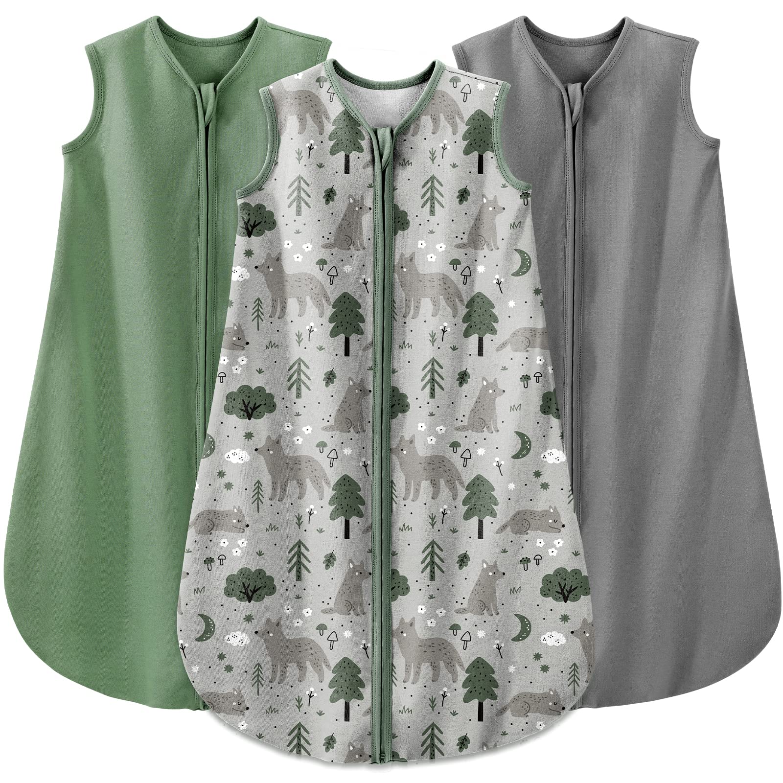 Yoofoss baby sleep sacks in three colors for coordinated bedtime outfits.
