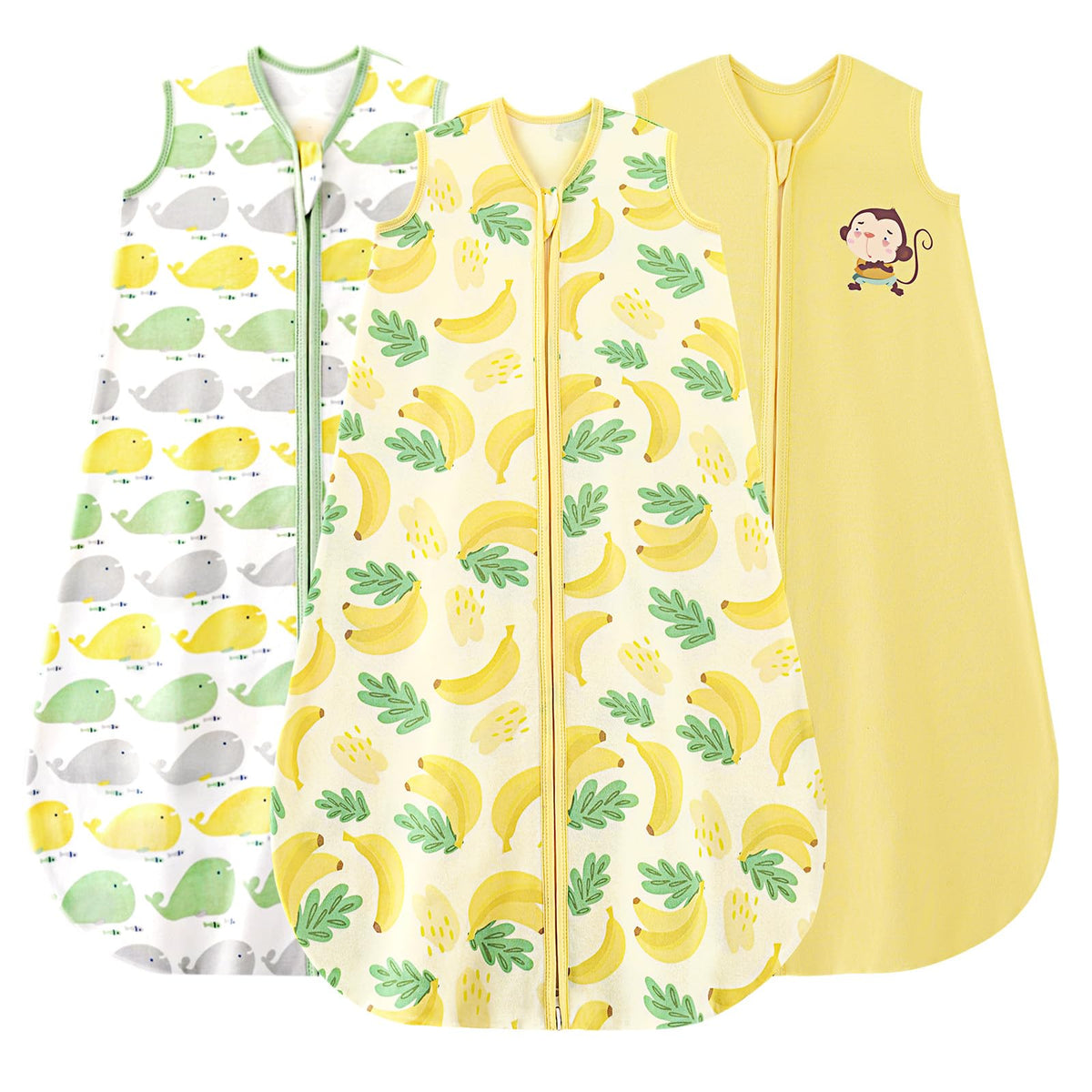 Yoofoss baby sleep sack 6-12 months pack image showcases three colors for cozy warmth.