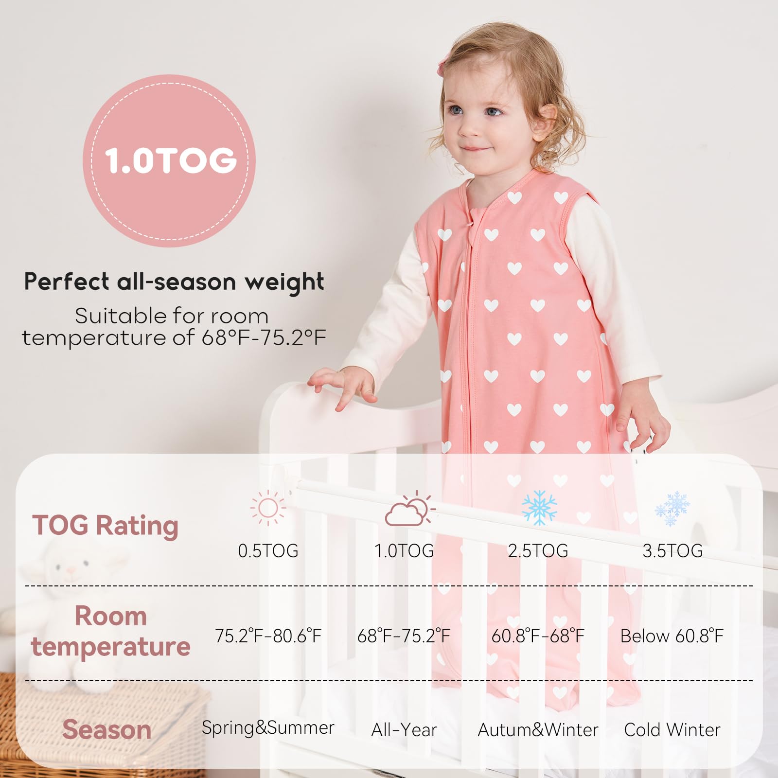 Yoofoss baby sleep sack all-year use ideal for travel and AC rooms.