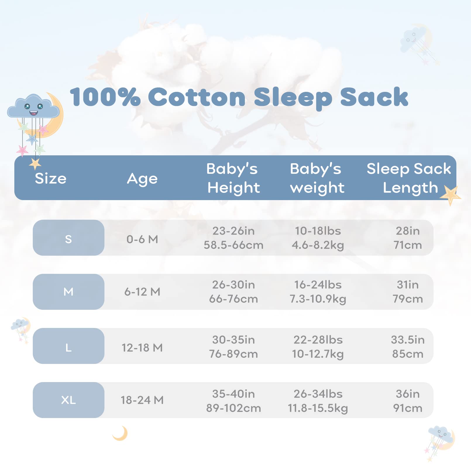 Yoofoss sleep sack arm and neck openings ensure a comfy fit.