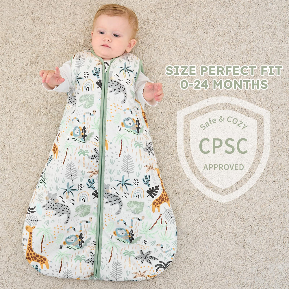 Yoofoss sleep sack in a cozy bedtime scene highlights safe, snug sleep.