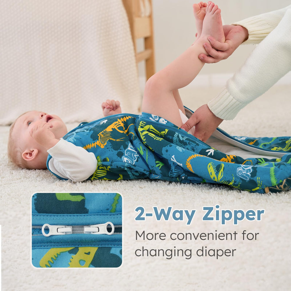 Yoofoss baby sleep sack care label shows machine-wash durability