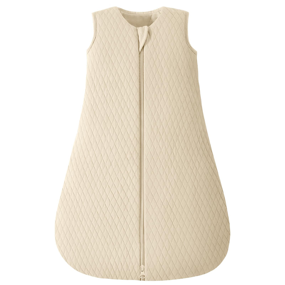 Yoofoss baby sleep sack fabric close-up shows soft organic cotton and breathable filling.